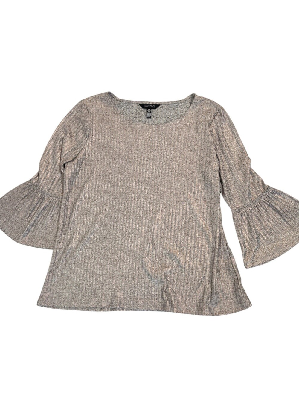 Retail $60 NWT Shiny Metallic Ellen Tracy Silver Blouse